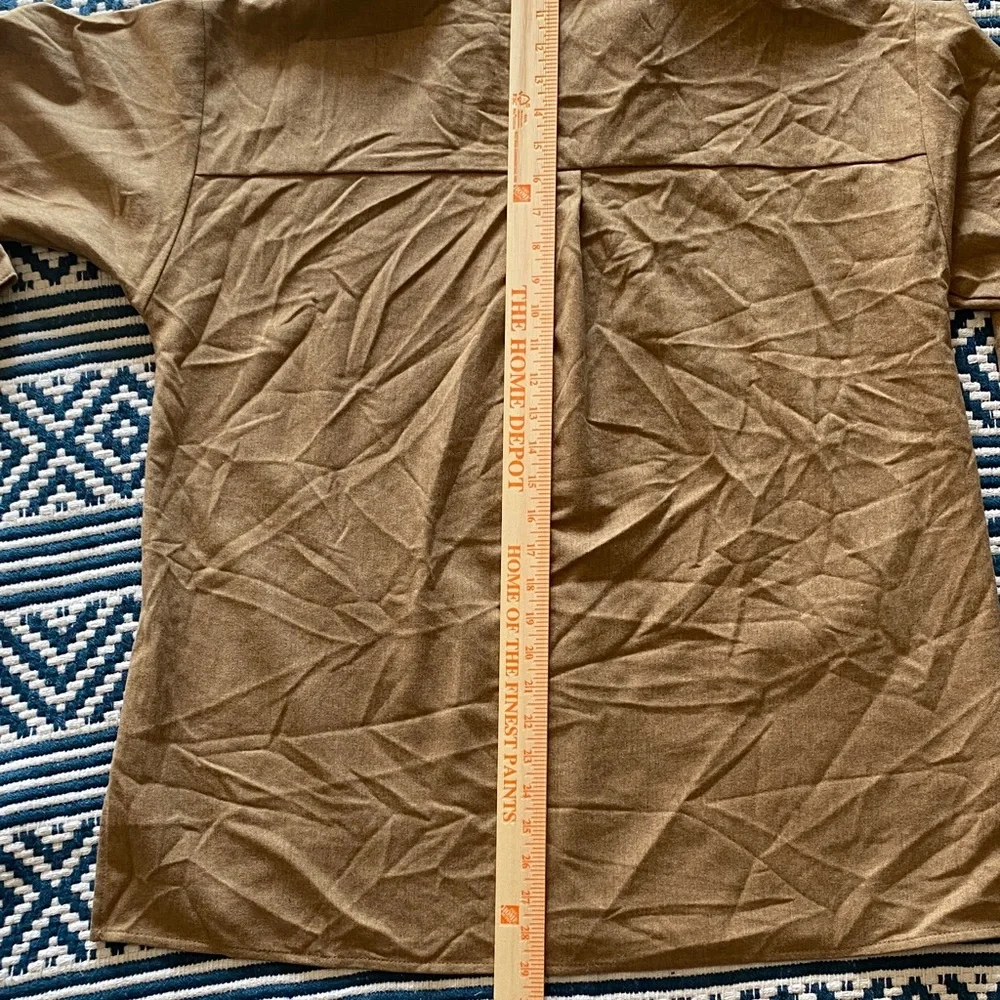 Eileen Fisher Shirt Women Large Tan Wool Chore Long Sleeve Workwear Minimalist - Picture 10 of 10